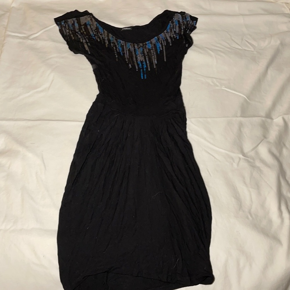 Motivi short black dress with sequins ( large )